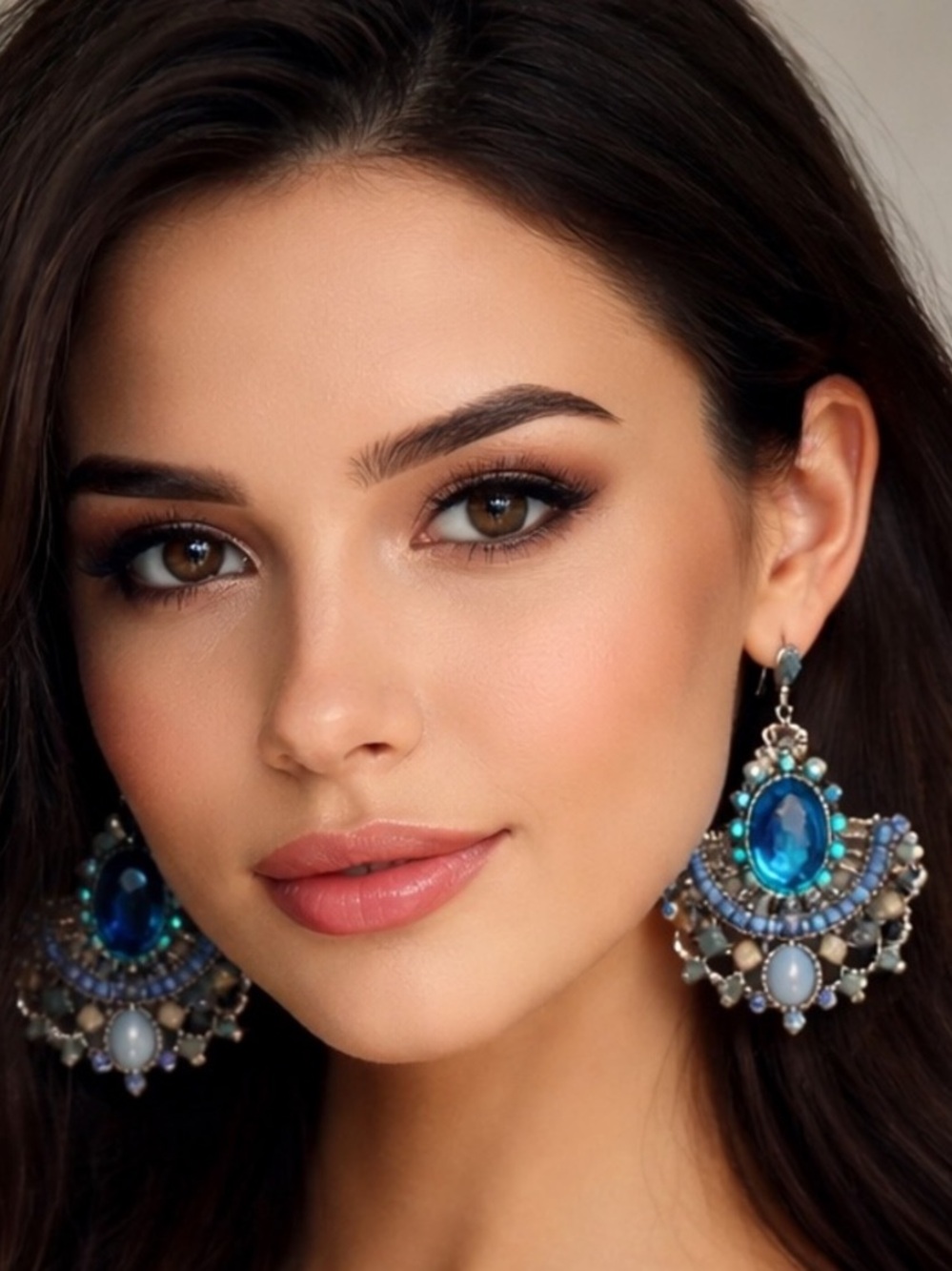 Blue Statement Chandelier Earrings - Elegant Women's Jewelry